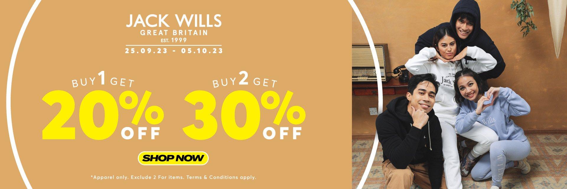 Jack Wills 1 for 20% 2 for 30%