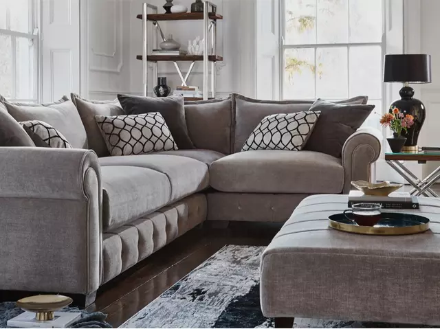 Corner sofa in front on sale of bay window