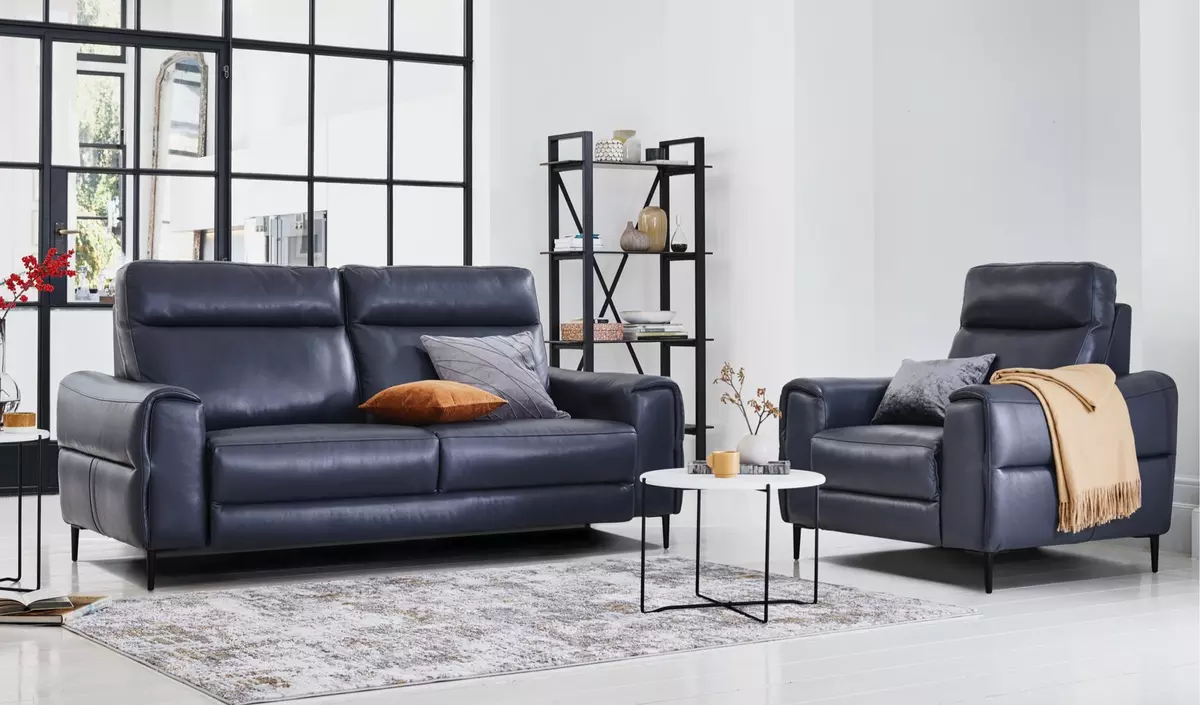 Dark blue deals sofa living room