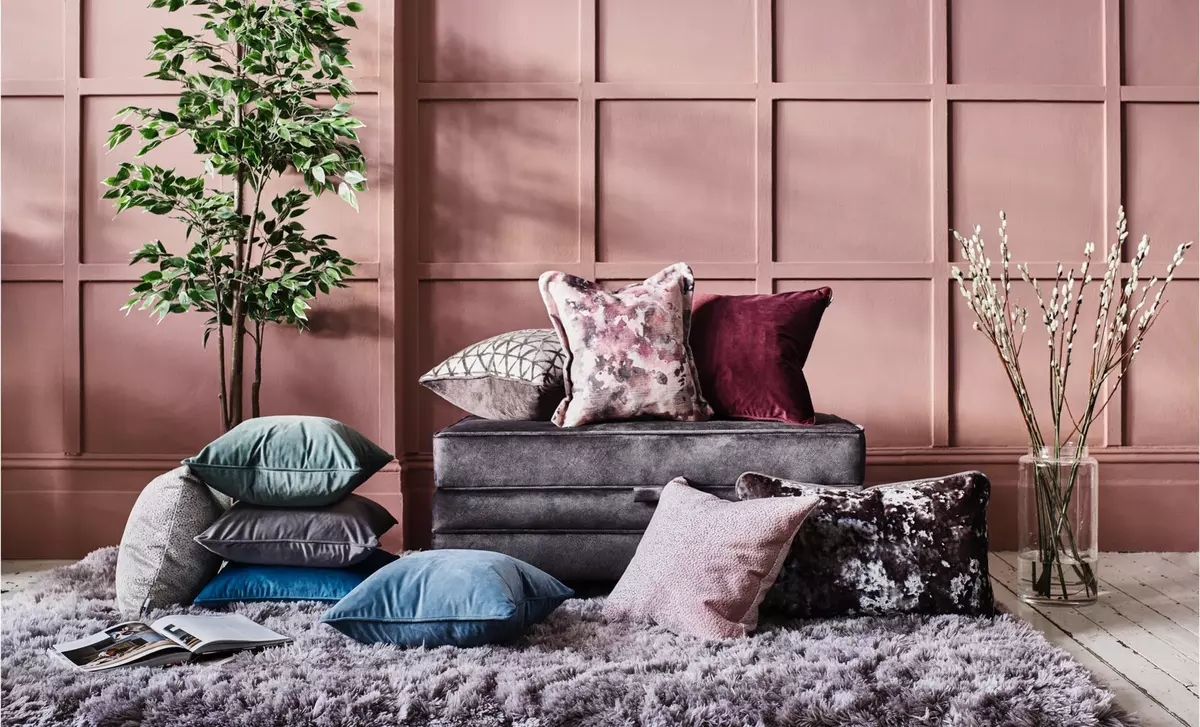 pink and grey living room accessories