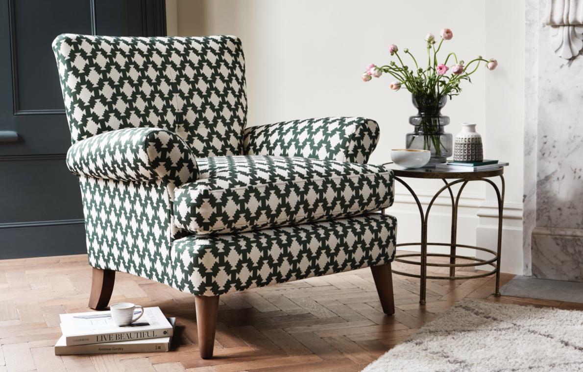 Patterned armchair shop