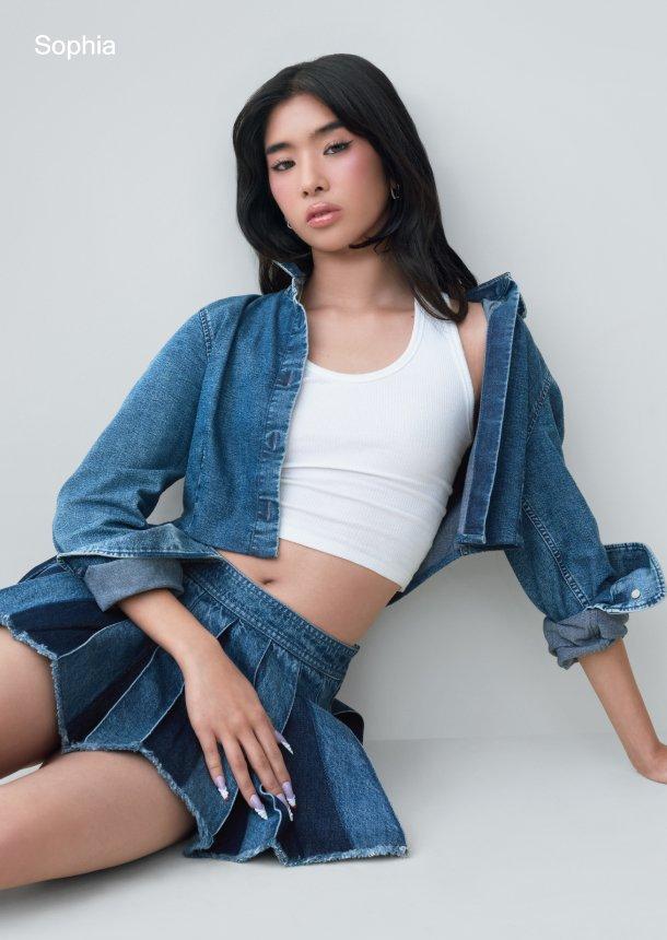 The Denim Pleated Skirt