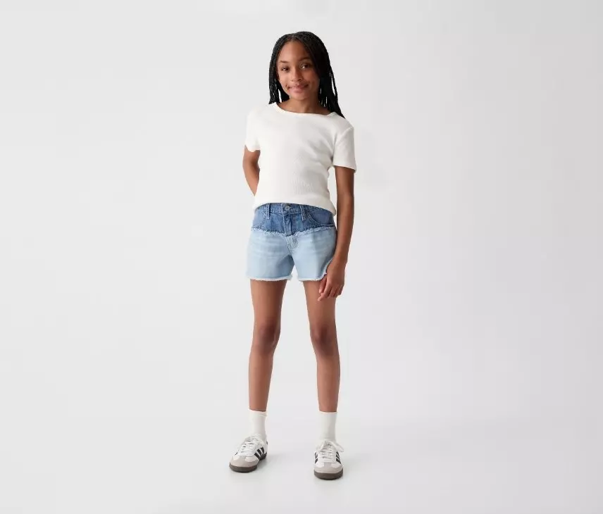 Kids white denim shorts online