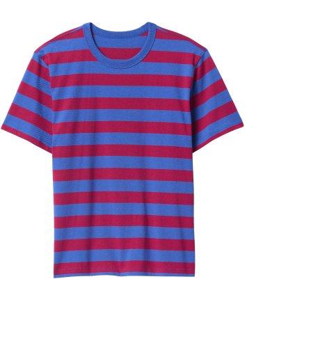 Blue and red striped crew