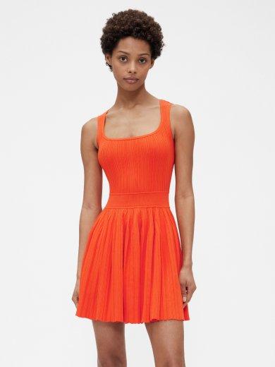 Rib Pleated Mini Dress