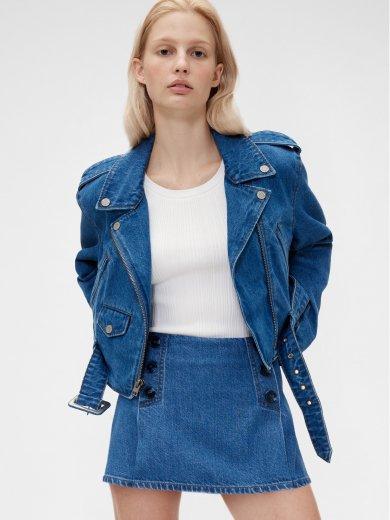 Cropped Denim 
Moto Jacket