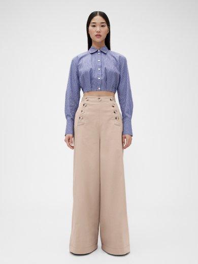 High-Rise Twill Sailor Pants