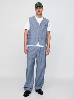 Herringbone Pleated Baggy Pants