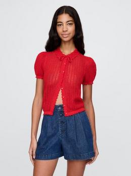 Linen-Blend 
Cropped Cardigan ​ 