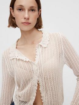 Linen-Blend  
Pointelle Cardigan ​
