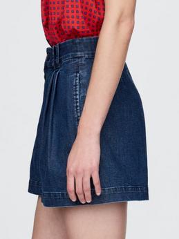 Pleated Denim Trouser Shorts alt