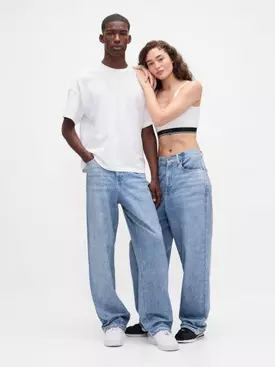 Knit Denim Baggy Jeans