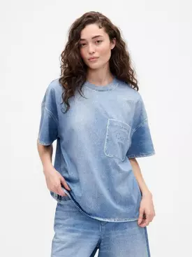 Knit Denim Pocket T-Shirt alt