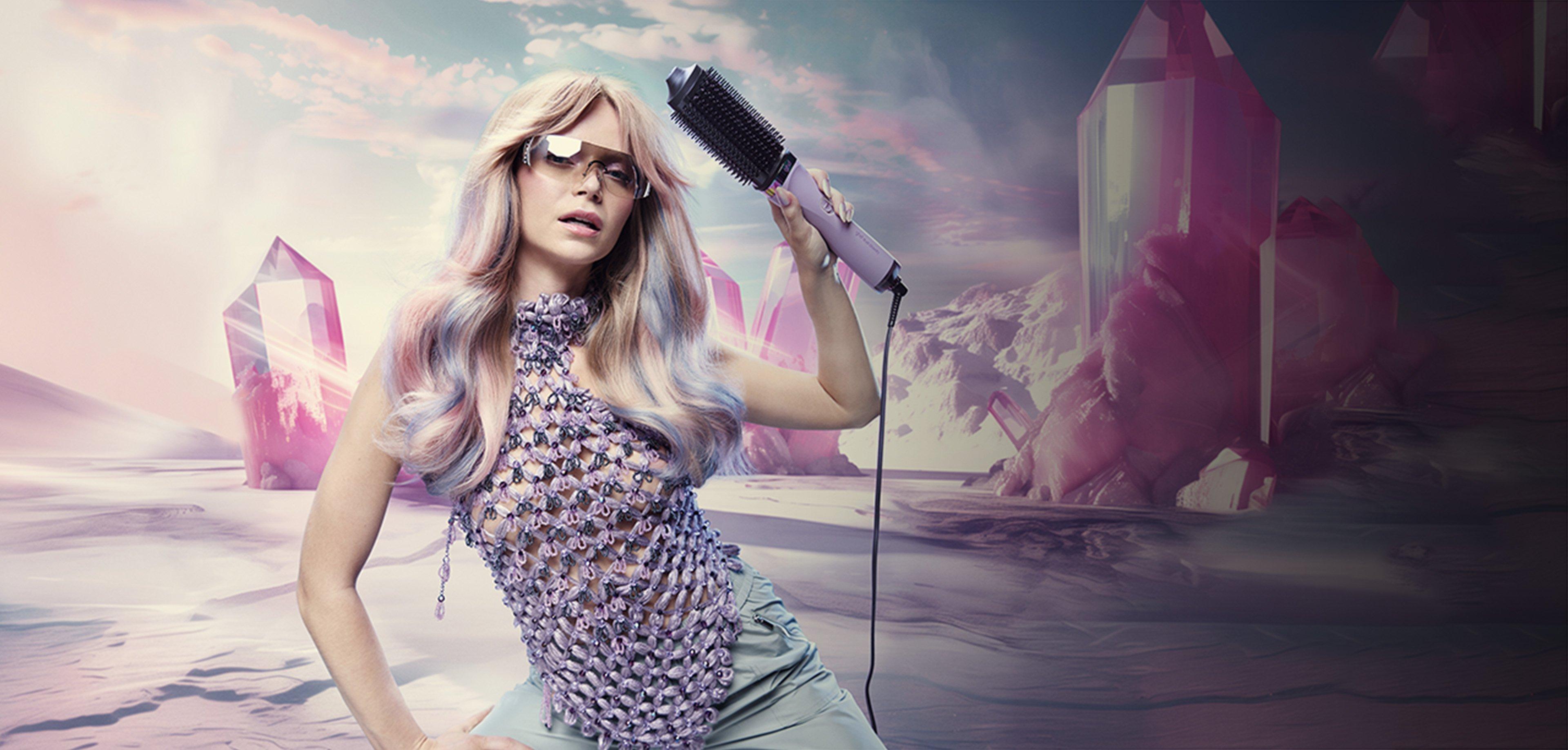 NEW GHD DUET BLOWDRY HAIR DRYER BRUSH IN GALACTIC LILAC