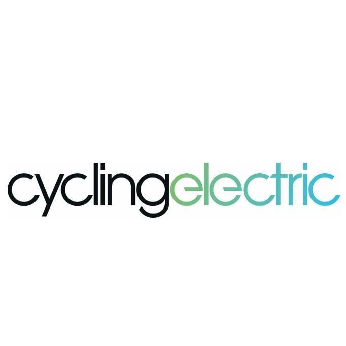 cycling electric logo with a white background
