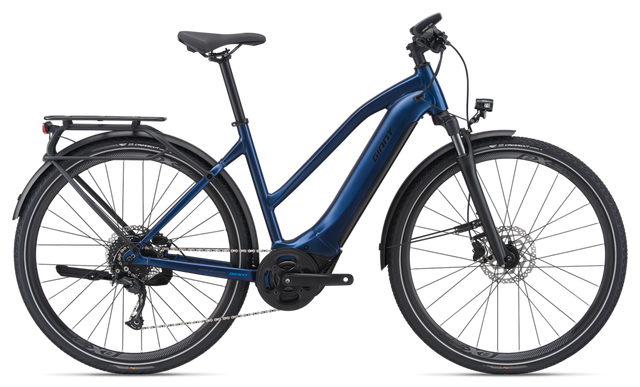 the new electric bike is shown against a blue background