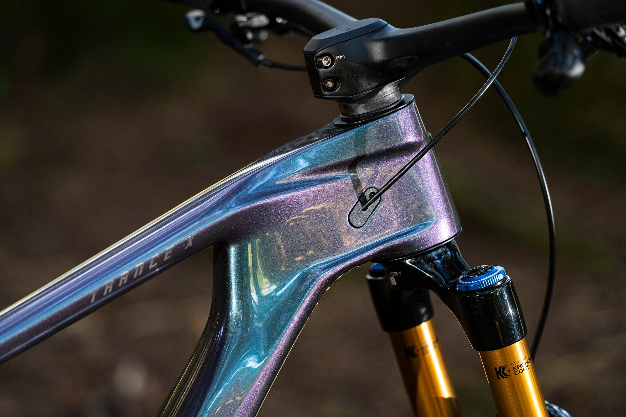 a close up of the front end of a bike