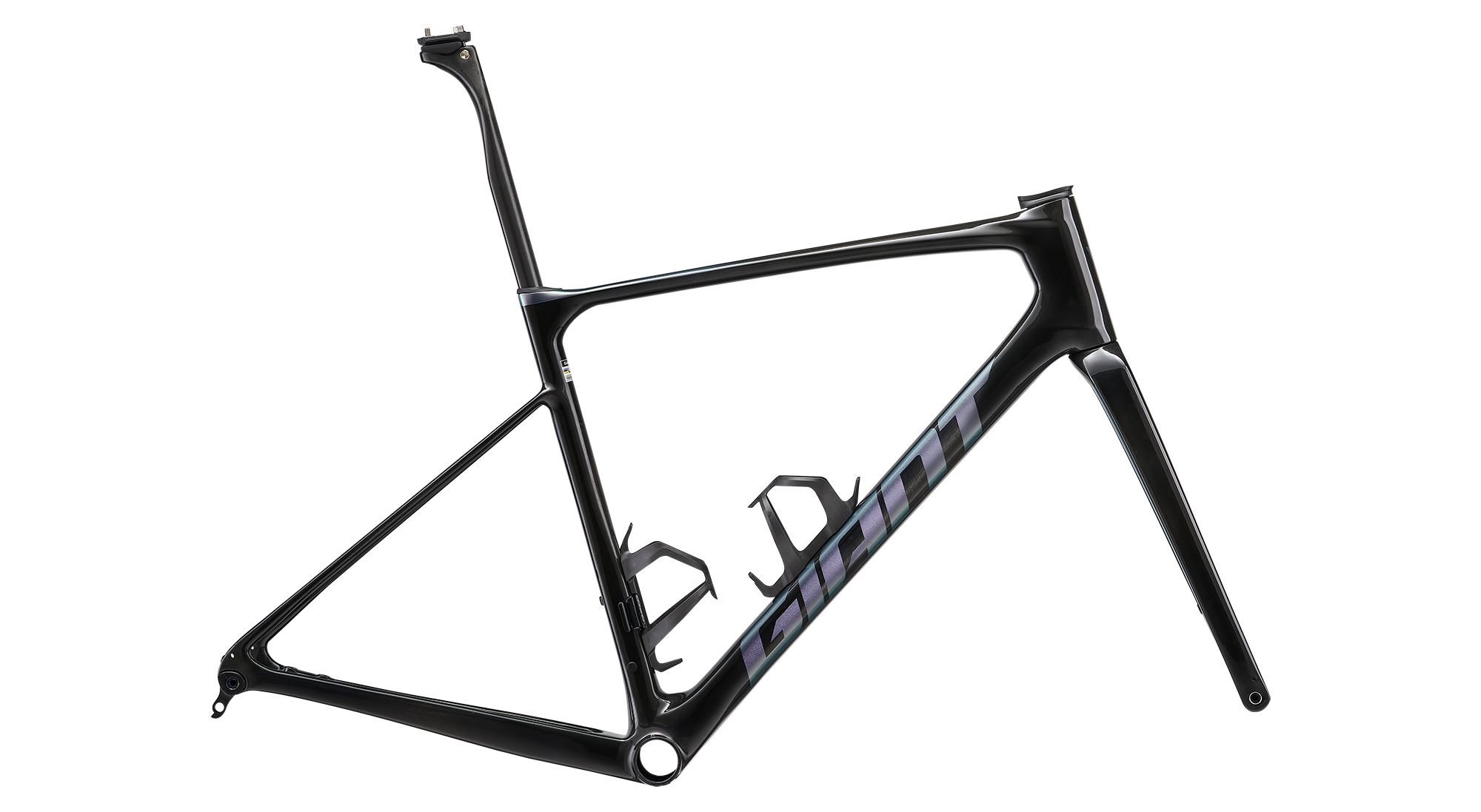 a bicycle frame with a white background and a black paint