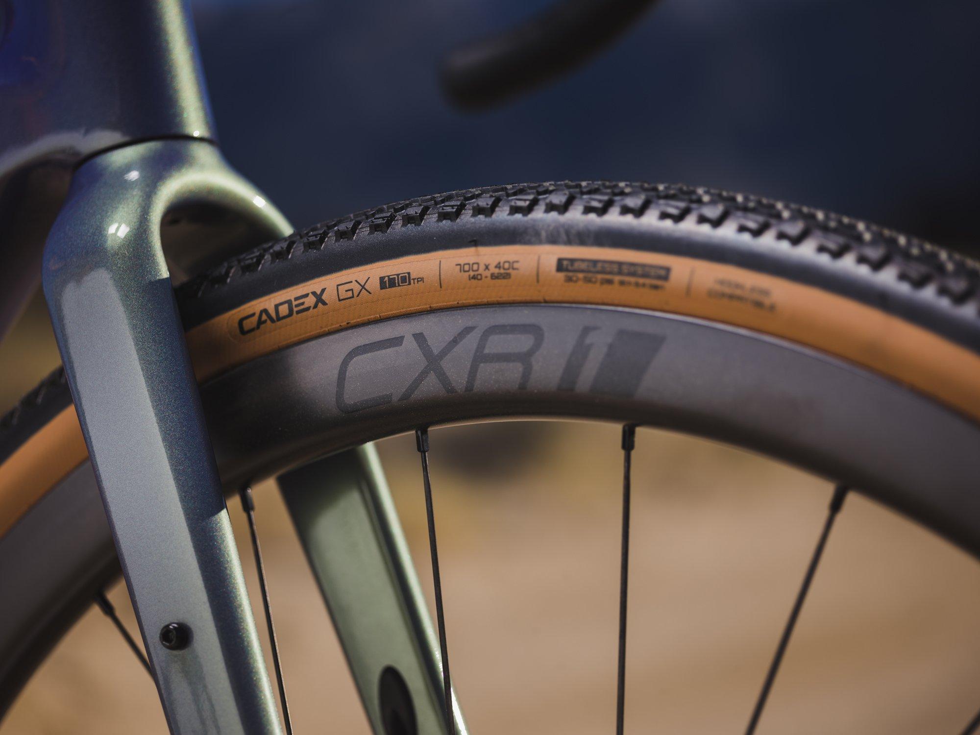 a close up of a bicycle tire with the word cxr on it