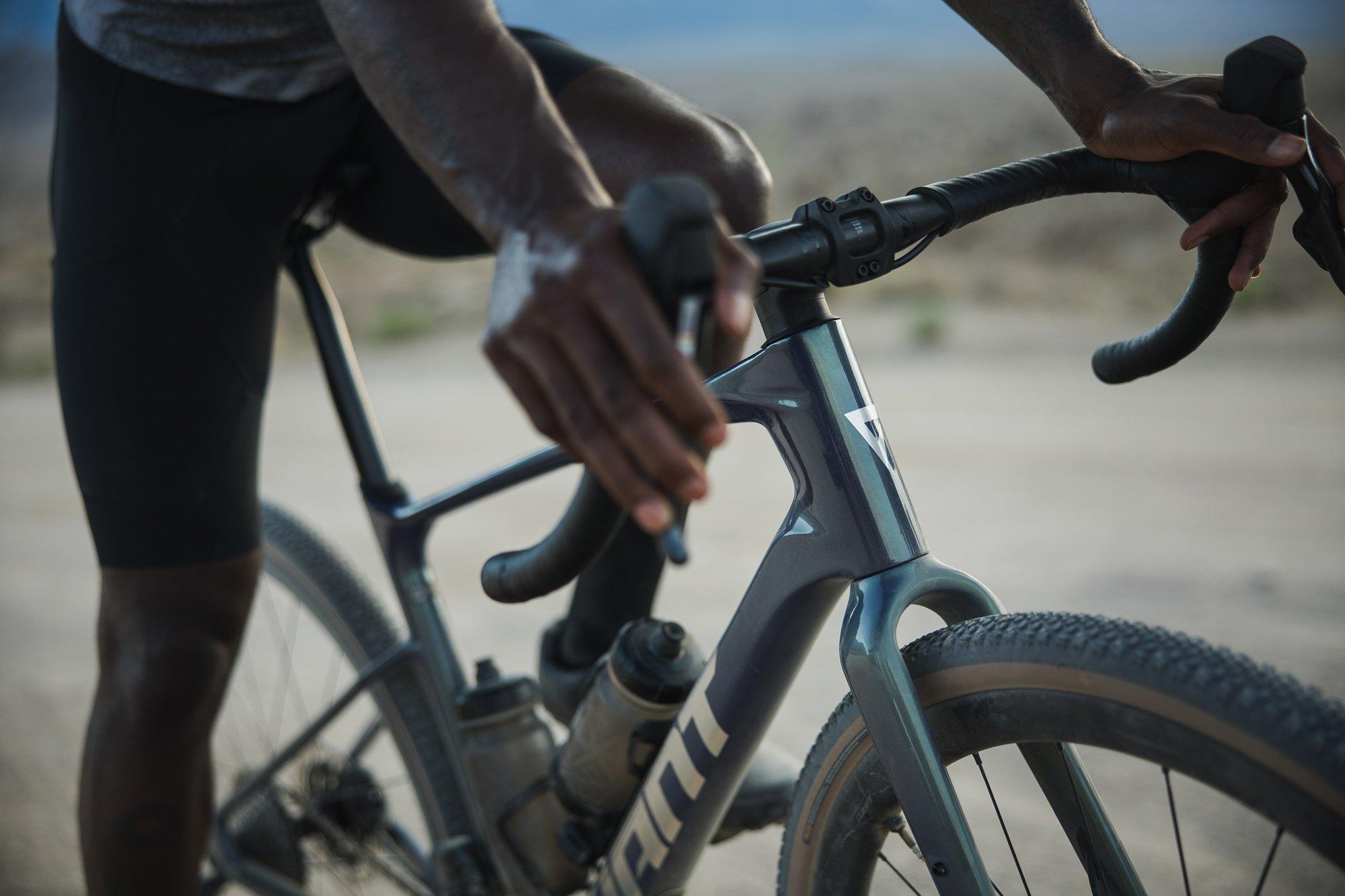 closeup of gravel rider