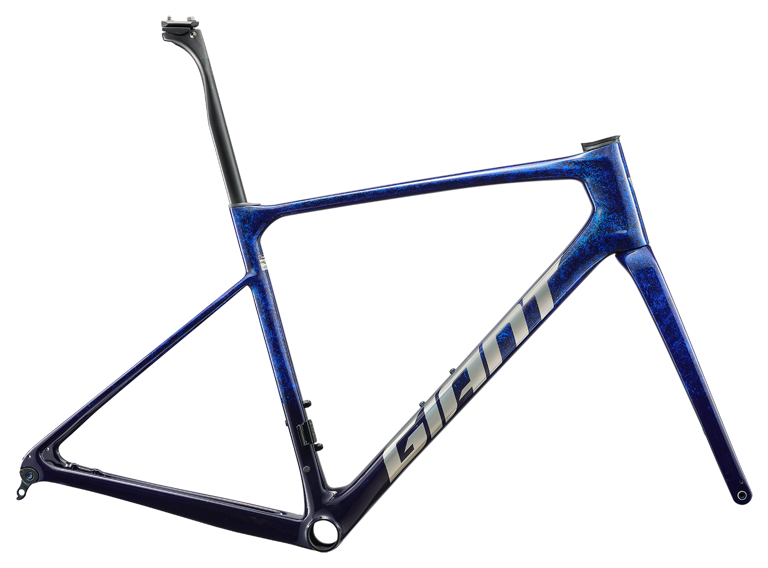 a bicycle frame with a white background and a black paint