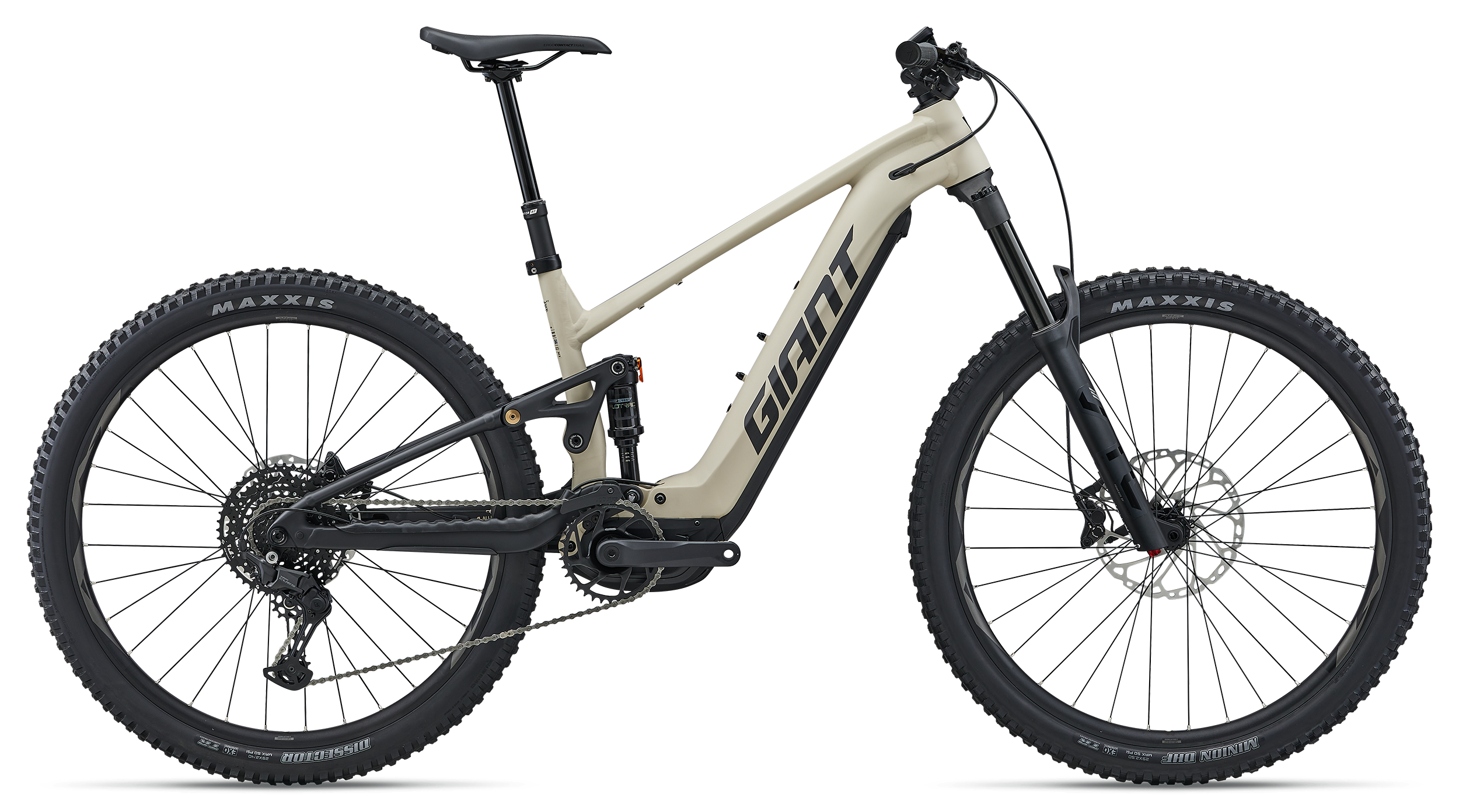 the new Giant Stance E+ electric mountain bike is shown against a white background