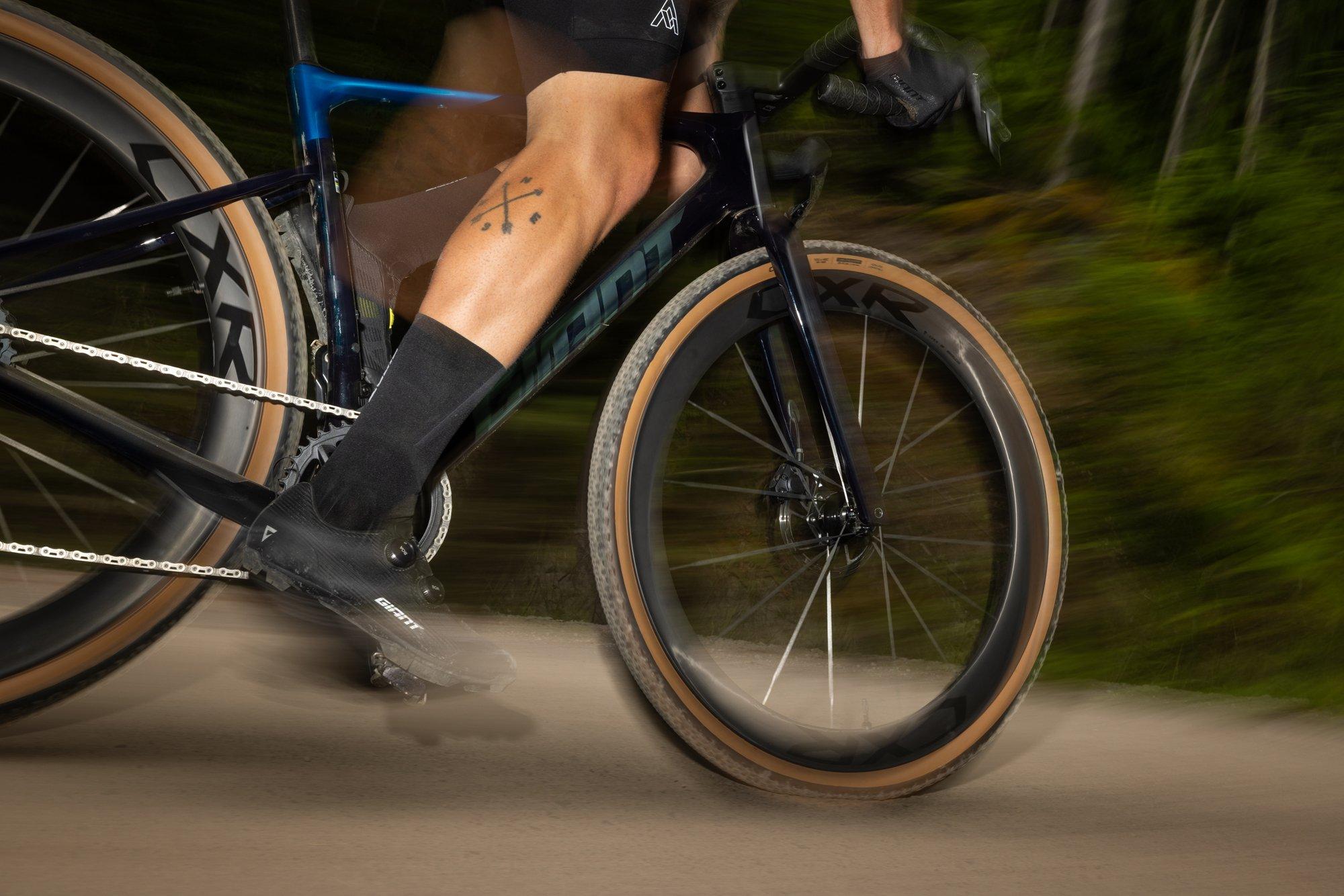 a close up of a bicycle tire with the word cxr on it