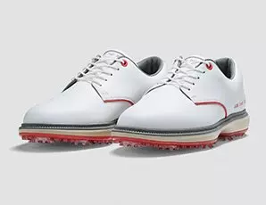 Chaussures de golf à crampons Pioneer Willow pour hommes - Blanc et Rouge