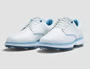 Chaussures de golf à crampons Pioneer Willow pour hommes - Blanc/Bleu pâle