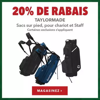 Sacs Staff, sur pied et pour chariot TaylorMade – 20% de rabais