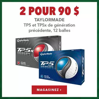 TaylorMade TP5 et TP5x de la génération précédente, 12 balles – 2 pour 90 $