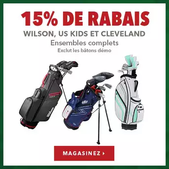 Ensembles complets Wilson, US Kids et Cleveland – 15% de rabais