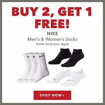 Nike Men's & Women's Socks - Buy 2, Get 1 Free 