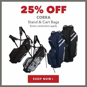 Cobra Stand & Cart Bags - 25% Off 