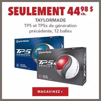 TaylorMade TP5 et TP5x de génération précédente, 12 balles – Seulement 44,98 $