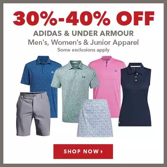 Adidas & Under Armour Apparel - 30%-40% Off