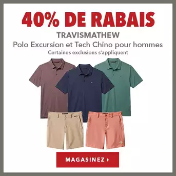 Polo Excursion et short Tech Chino pour hommes TravisMathew – 40% de rabais