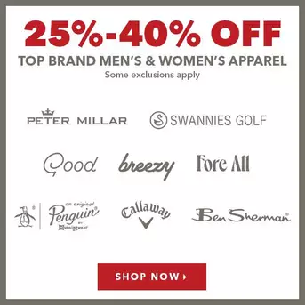Top Brand Men's & Women's Apparel - 25%-40% Off 