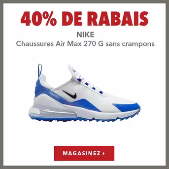 Chaussures Nike Air Max 270 G sans crampons – 40% de rabais
