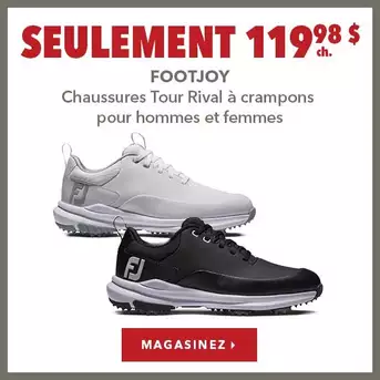 Chaussures FootJoy Tour Rival à crampons pour hommes et femmes – 25% de rabais