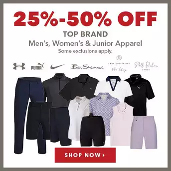 Top Brand Men's, Women's & Junior Apparel - 25%-50% Off