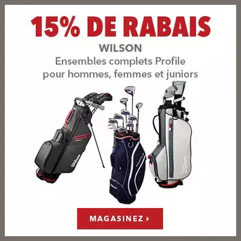 Ensembles complets Profile Wilson pour hommes, femmes et juniors – 15% de rabais