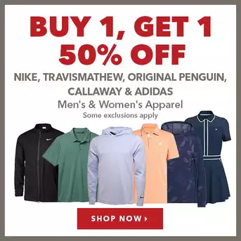 Nike, TravisMathew, Original Penguin, Callaway & Adidas Men's & Women's Apparel & Outerwear - Buy 1, Get 1 50% Off