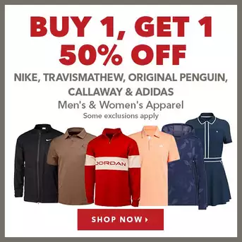 Nike, TravisMathew, Original Penguin, Callaway & Adidas Men's & Women's Apparel & Outerwear - Buy 1, Get 1 50% Off