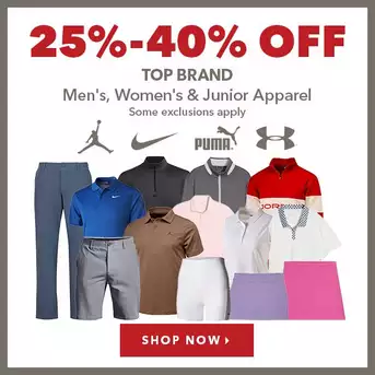 Top Brand Men's, Women's & Junior Apparel - 25%-40% Off