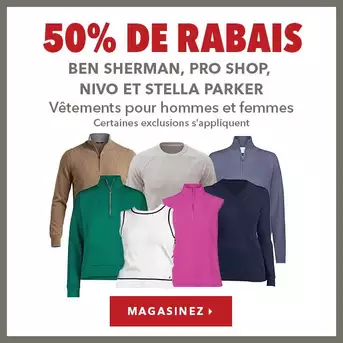 Vêtements pour hommes et femmes Ben Sherman, Pro Shop, Nivo et Stella Parker – 50% de rabais