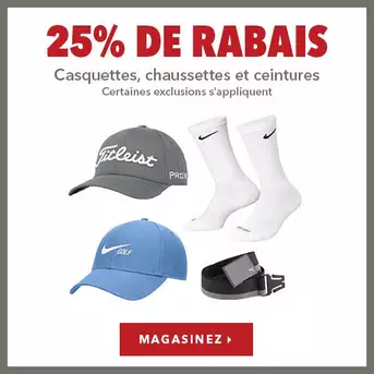 Casquettes, chapeaux, visières, chaussettes et ceintures - 25% de rabais 