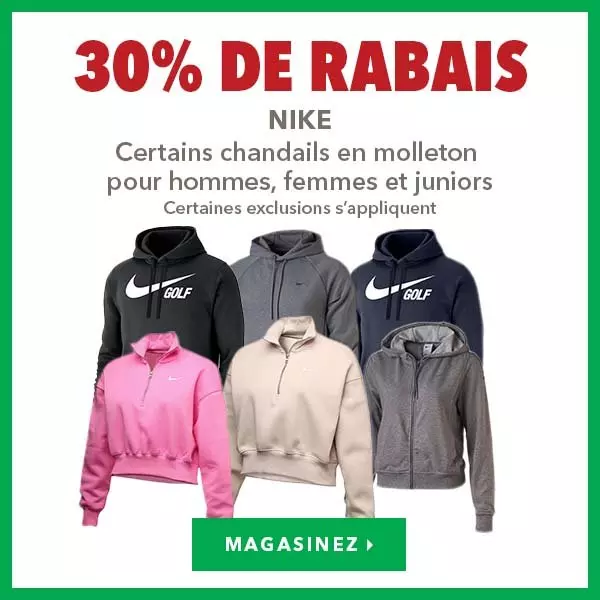 Chandails en molleton Nike sélectionnés pour hommes, femmes et juniors – 30% de rabais