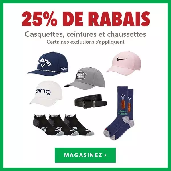 Casquettes, chapeaux, visières, ceintures et chaussettes – 25% de rabais
