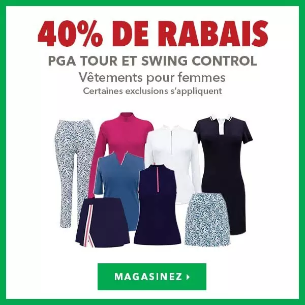 Vêtements pour femmes PGA Tour et Swing Control – 40% de rabais